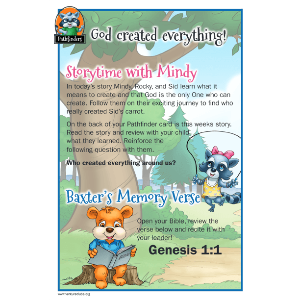 Pathfinders card: God created everything!
